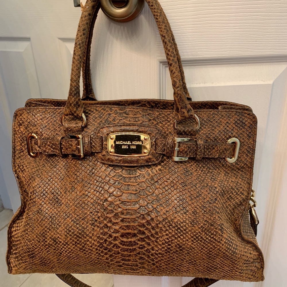 Michael Kors Hamilton Satchel Mocha Python!